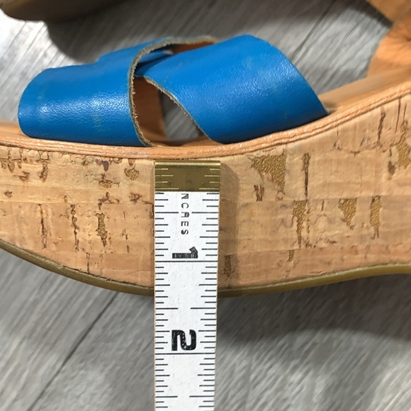 Kork-Ease Turquoise Blue Leather Crossover Slingback Cork Wedge Sandals size 6 - Picture 9 of 12